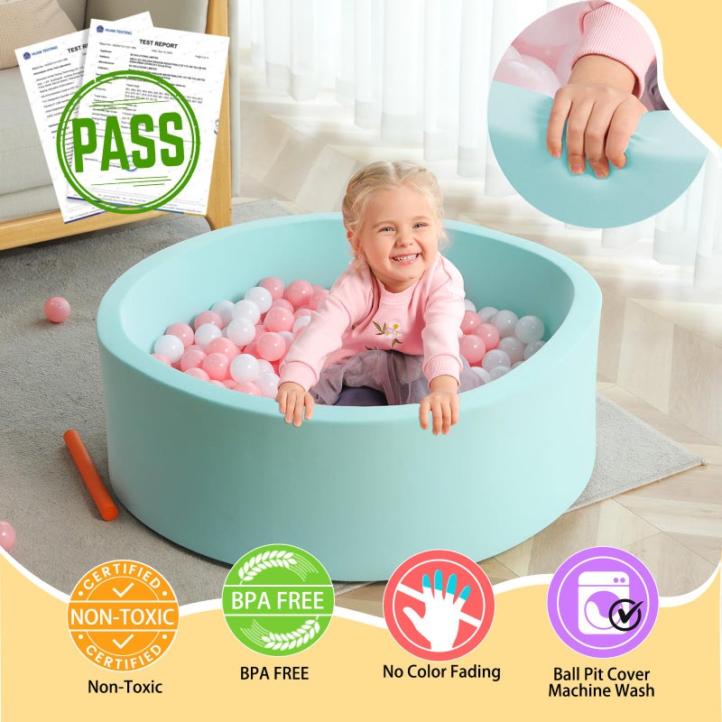 TRENDBOX Memory Foam Sponge Indoor Round Ball Pit (NO Balls) for Toddler Children - Light Blue - Image 2